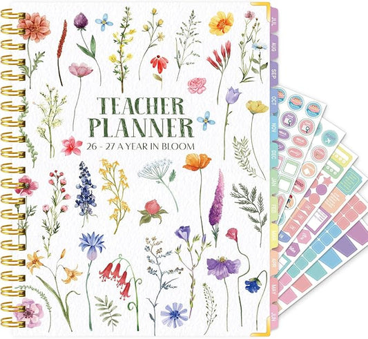 2026-2027 Teacher Planner - Lesson Plan Book for Teachers 26-27, 8.5"x11" Big Academic Planner from July 2026 to June 2027, Weekly & Monthly School Agendar Book with Tab,Stickers for Teachers Supplies