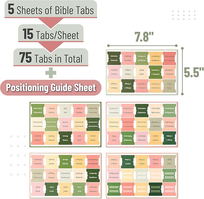 Mr. Pen- Bible Tabs, 75 Tabs, Colorful, Laminated Bible Tabs for Women and Men, Bible Tabs for Study Bible, Bible Index Tabs, Bible Book Tabs, Bible Labels Tabs, Mr Pen Bible Tabs