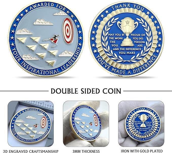 10 Pcs Appreciation Coins Set Leadership Awards Recognition Coins for Coworkers Employee Appreciation Gifts Inspirational Thank You Coins for Staff Motivational Office Supplies