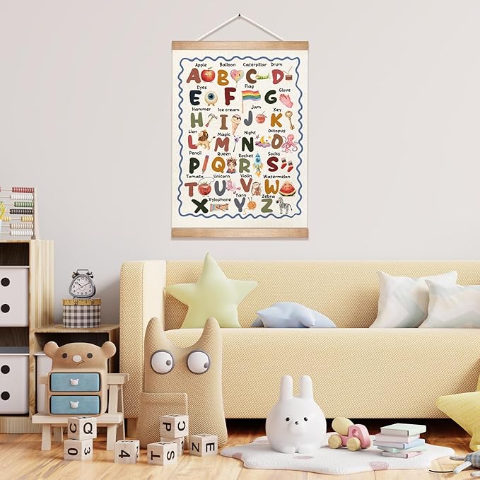 Alphabet Educational Chart 2 for Classroom Decor,Colorful Educational Poster for Toddlers 1-3,Toddler Learning Poster for Ages 3-5 for Nursery Playroom,Classroom Must Haves 14x18.5Inch(Colorful-06)
