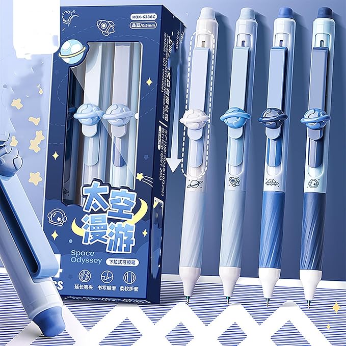 4pcs Erasable Pens 0.5mm Gel Ink Retractable Mistake-Free Smooth Writing Pens with Erasers for Women Men Office Supplies (blue 4pcs, Blue)