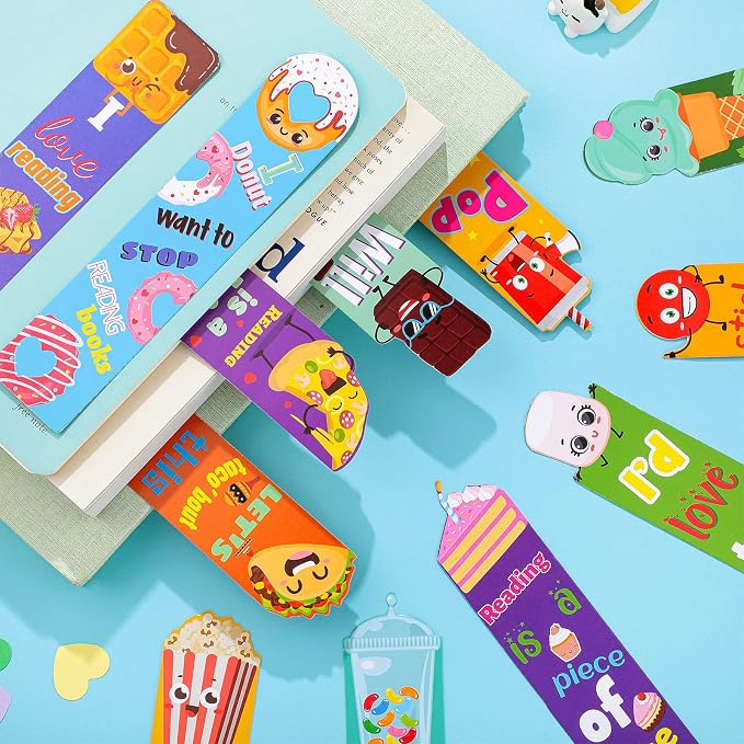 Geyee 72 Pcs Fruit Scented Bookmarks Scratch and Sniff Bookmarks Fun Classroom Smelly Bulk for Kids Students Teens School, 24 Styles