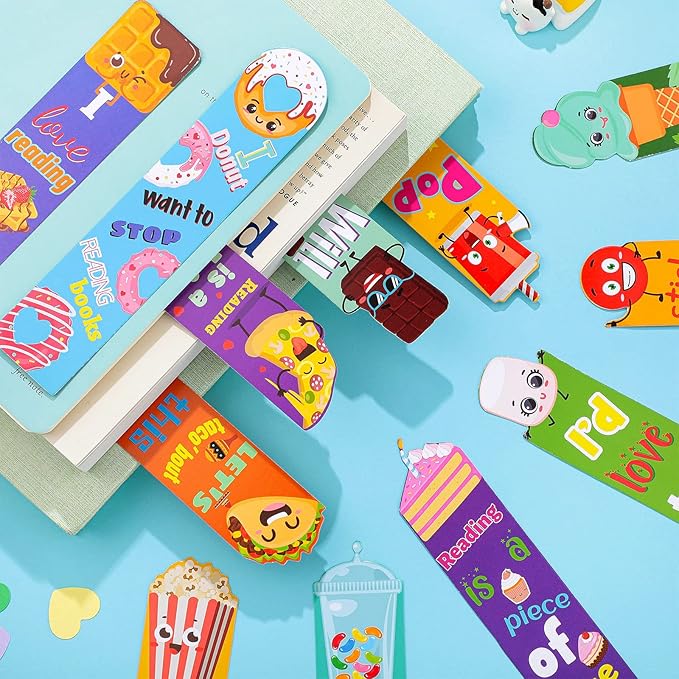 Geyee 216 Pcs Fruit Scented Bookmarks Scratch and Sniff Bookmarks Fun Classroom Smelly Bulk for Kids Students Teens School, 24 Styles