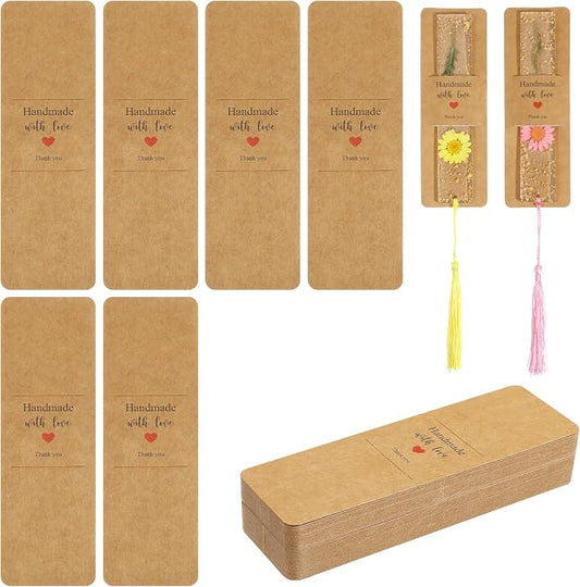 50Pcs Resin Bookmark Holder 6 x 2 Inches Bookmark Sleeves DIY Bookmarks Display Cards, Bookmarks Display Holder Set for Wrapping Small Business Packaging Supplies Party Favor
