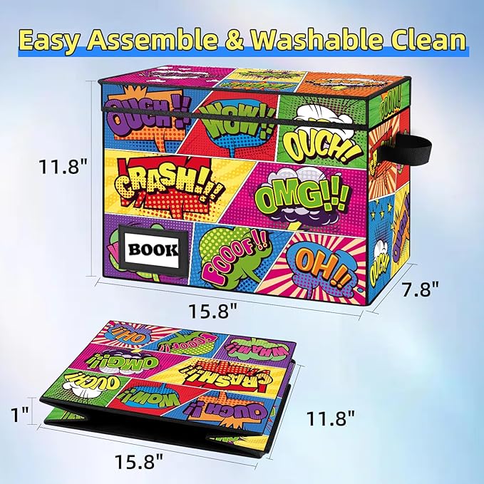 10 Pack Collection Comic Book Storage Boxes, Protector Organizer 15.8" X 7.8" X 11.8" Collapsible Short Box Holds 160-180 Comic Book Heavy Duty Bin Container Holder Shelf