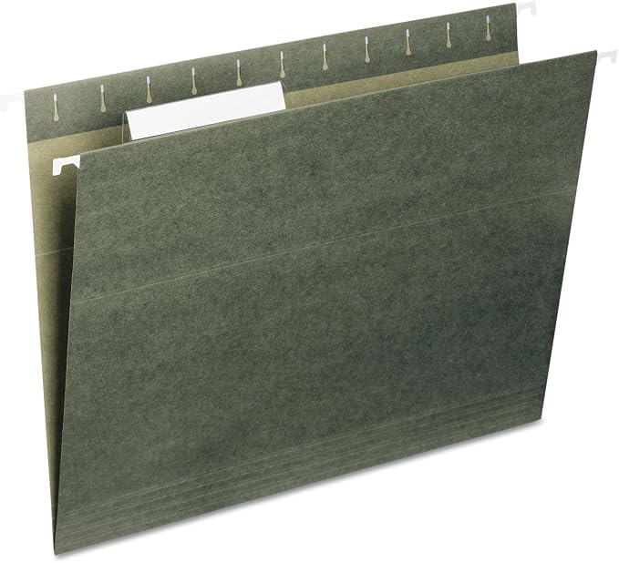 Universal 14113 Hanging File Folders, 1/3 Tab, 11 Point Stock, Letter, Standard Green, 25/Box