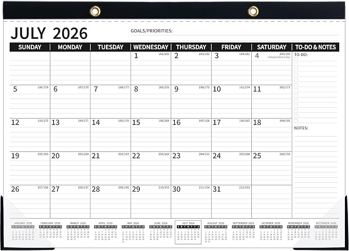 Desk Calendar 2026-2027 – Apr 2026 – Dec 2027, 21 Monthly Desk Calendar, 2026 Large Desk Calendar, 17'' x 12'', 2026-2027 Desk/Wall Calendar with To-do Lists, Desk Pad, Ruled Blocks, Corner Protectors