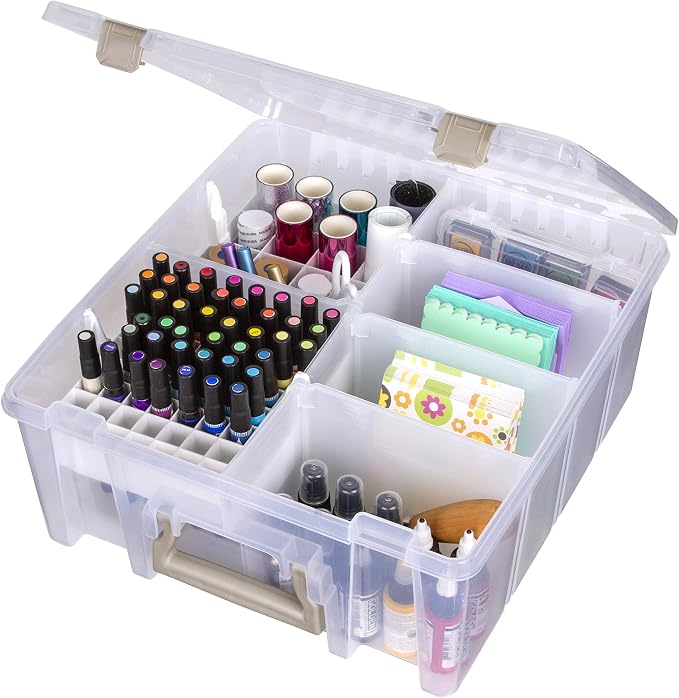 ArtBin 6993SP Super Satchel Double Deep with Papercrafting Accessory Tray, Clear, 1 Satchel & 1 Tray