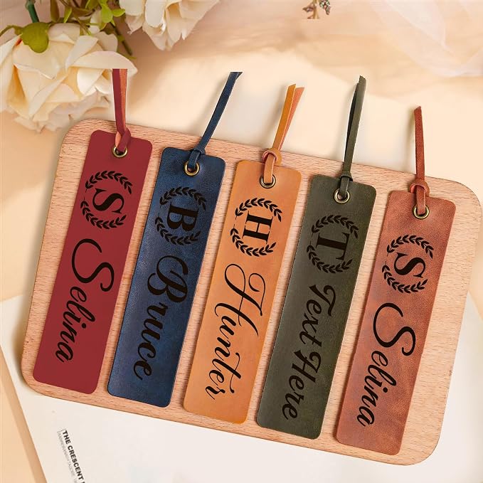 EDSG Personalized Bookmark, Engraved Leather Bookmarks, Custom Bookmarks Book Marks Gifts for Reading Women Men Teachers Christmas Birthday, Teachers Appreciation Gifts (Brown)