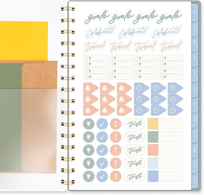 Cambridge Planner 2026-2027 Weekly & Monthly Academic 12-Month July-June, 5-1/2" x 8-1/2", Leah Bisch, Peony Field (LB51-200A)