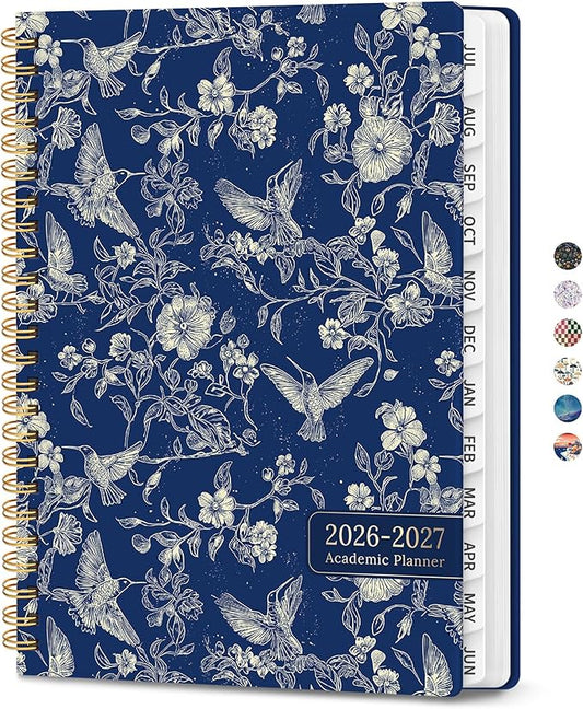 Planner 2026-2027, Monthly and Weekly Academic Planner July 2026 - June 2027, Hardcover Student Teacher Planning Agenda Calendar Book with Tabs, Perfect for Office School Supplies, A5 (6.3" x 8.5") - Midnight Flight