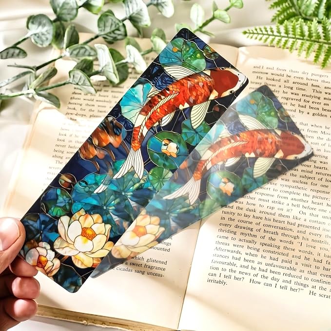 Pretty Stained Glass Bookmark - 10 Pcs Japanese Nature Art Bookmarks for Women Men Book Lovers Students Aesthetic Page Marks School Office Reading Accessories Bookish Birthday Graduation Gifts