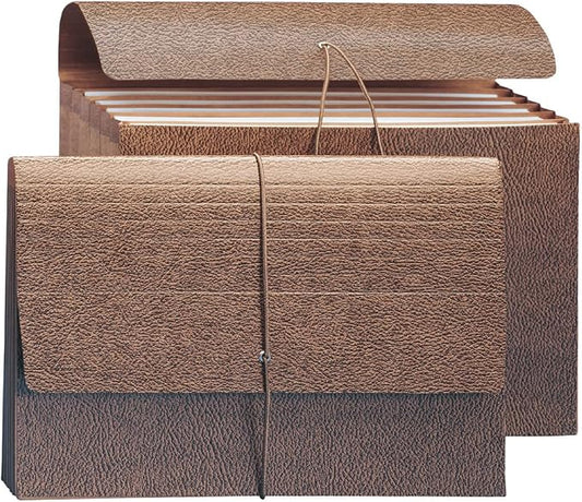 Smead Partition Expanding File Wallet, Flap and Cord Closure, 6 Pockets, 5-1/4" Expansion, Legal Size, Redrope, 10 per Box (72475)