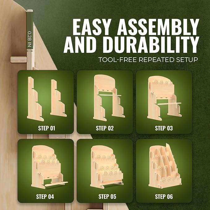 HOTCAN Bookmark Holder Display Stand for Vendors | Wooden Bookmark Booth Display Items with 12 Shelf Pockets | Customizable Space and Mobile Friendly Design Ideal for Craft Fairs, Vendor Booths, Shops