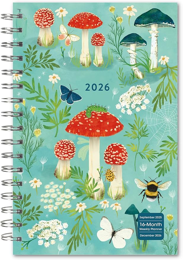 2026 Weekly & Monthly Planner, 12-Month Engagement Calendar: 2026: Mushroom Garden