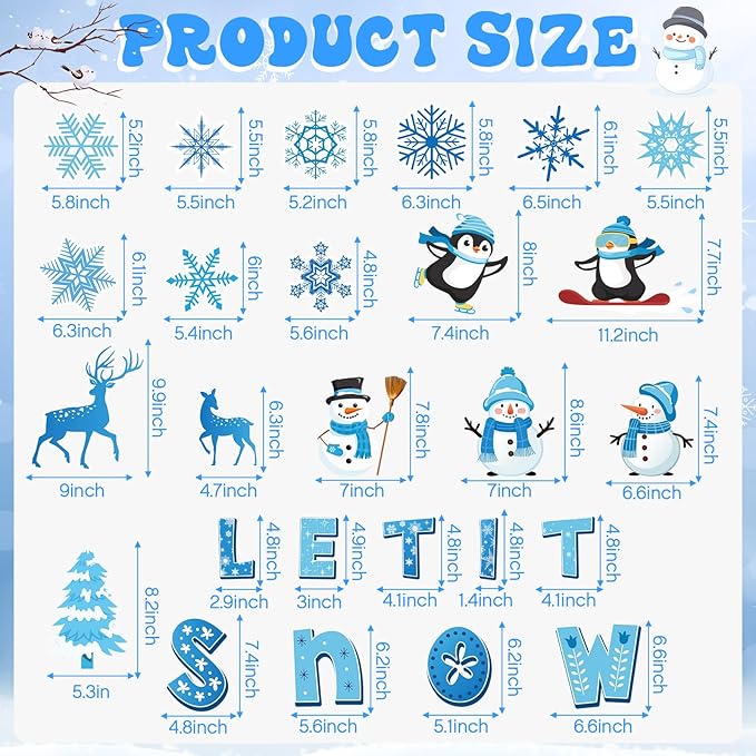 Pasimy Winter Bulletin Board Decorations January Bulletin Board Set Snowman Classroom Decor Penguin Snowflake Let it Snow Cutouts for Kindergarten Winter Wonderland Office Wall Door Holiday Supplies