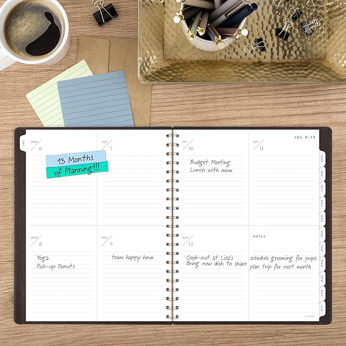 AT-A-GLANCE Planner 2026-2027 Weekly & Monthly Academic 13-Month July-July, 8-1/2" x 11", Signature, Brown (YP905A09)