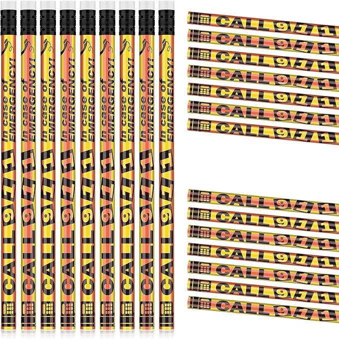 Eersida 200 Pcs ''call 911 in Case of Emergency'' Pencils Emergency Awareness Pencils Bulk with Erasers for Students Teacher Classroom, Community Programs, First Responders, Safety Education