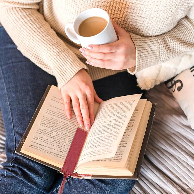 10 Pcs Classic Style Bookmarks with Leather Rope, Leathers Bookmarks with Tasse Page Markers Reading Gifts Classic Stitched Bookmark for Book Lovers, Readers, Book Marks for Men Women