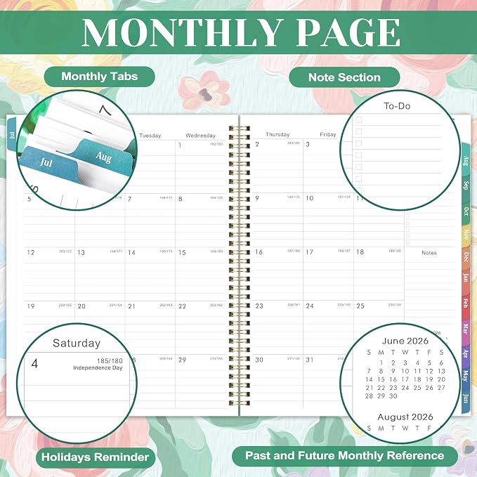 2026-2027 Planner - From JUL 2026 to JUN 2027, 9" x 11", Weekly and Monthly Calendar 26-27, Academic Planner 2026-2027 with Colorful Monthly Tabs, Inner Pocket, Twin-Wire Binding