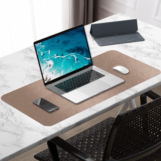 Hsurbtra Desk Pad, 30" x 14" PU Leather Desk Mat, XL Extended Mouse Pad, Waterproof Desktop Blotter Protector, Non-Slip Ultra Thin Large Laptop Keyboard Writing Mat for Office Home, Rose Gold
