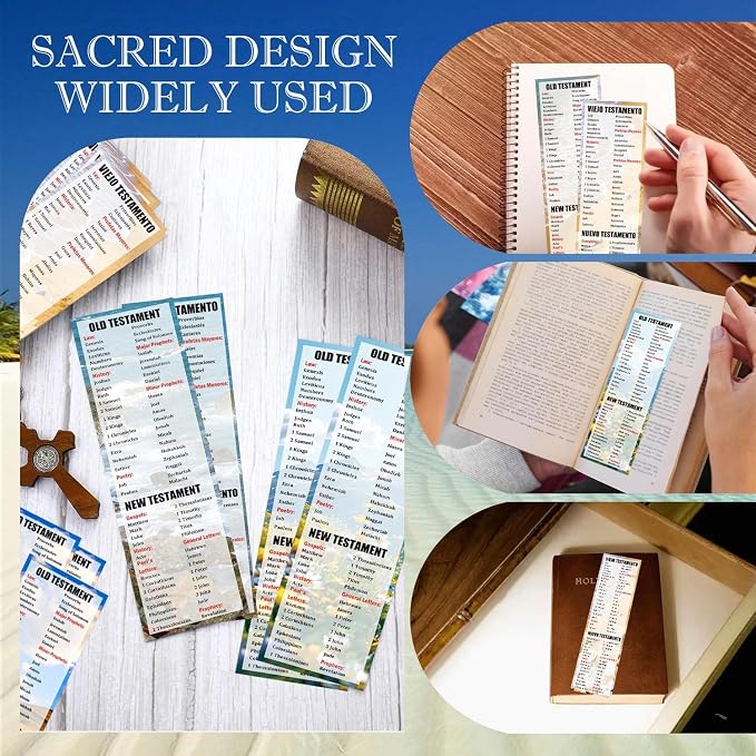 Bilingual Bible Bookmarks Book of Bible Spanish Bookmark 2.25x8 Inch Double-Sided Christians Religious Bookmarks for Book Lovers Readers Office Supplies Gift 40 Pack