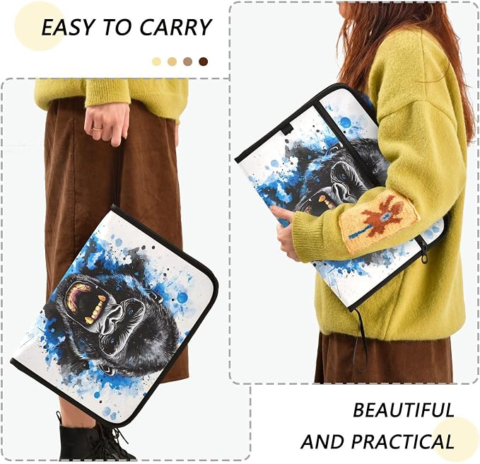 Expanding File Folder King Kong Blue Face Accordion File Organizer 13 Pockets Document Organizer with Zipper Labels A4 Letter Office Storage