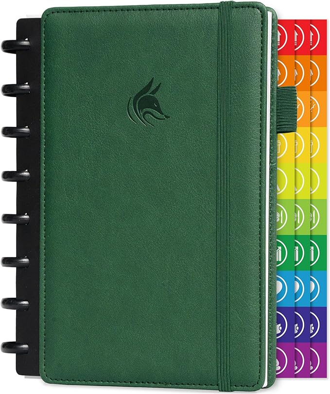 Clever Fox Disc-Bound Weekly Planner – Undated Monthly Notebook with Habit Tracker, Productivity Journal – Life, Work & Goal Organizer, 6.5 x 8.4" (Forest Green)