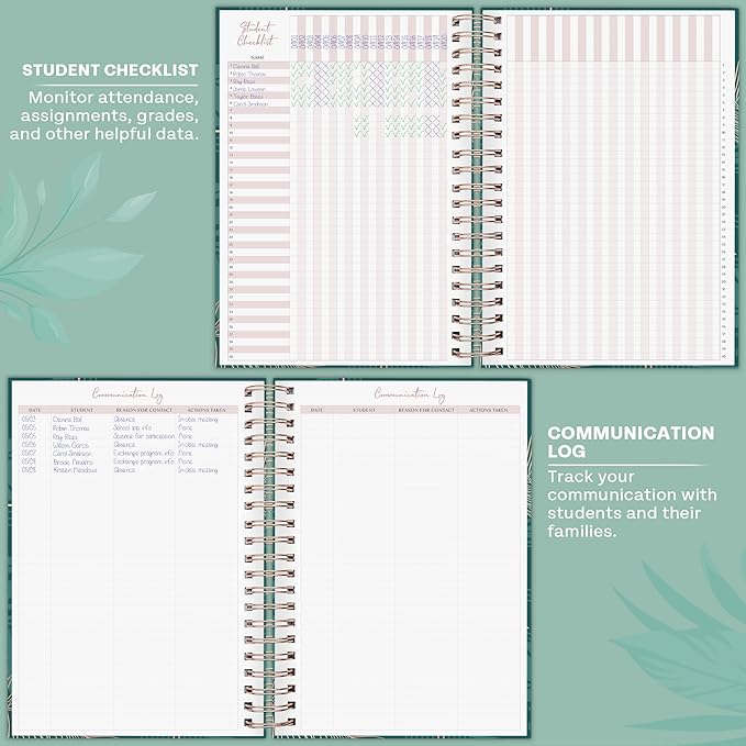 PLANBERRY Teacher Planner – Undated School Year Plan Book for Teachers with Calendars & Lesson Plans – Planner for Classroom Organization & Homeschool – 8”x10.5” Hardcover (Calypso Teal)