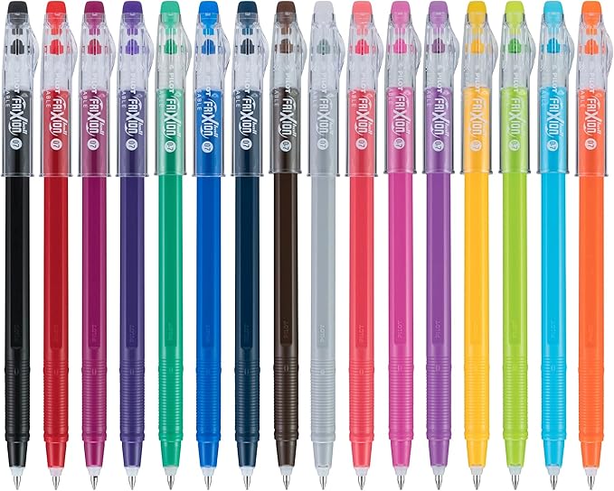 PILOT FriXion ColorSticks Erasable Gel Ink Pens,Fine Point 0.7 mm,Assorted Colors,Erasable Pens - Ideal for School,Journaling,& Office Writing,16 Count (Pack of 12)