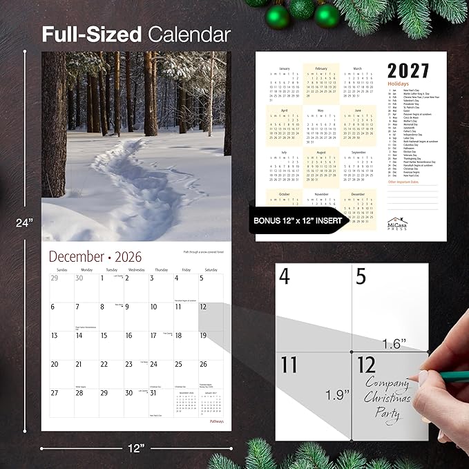 MICASA PRESS Wild & Beautiful Pathways 2026 Wall Calendar 12 Month | 12" x 24" Open | Thick & Sturdy Paper | Giftable | Scenic Nature Calendar 2026