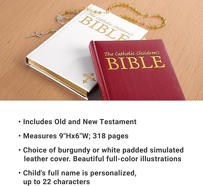 Let's Make Memories Personalized Children's Bible - New & Old Testament for Kids - Customize with Name - 9" x 6" - Catholic Bible for Children - White Cover