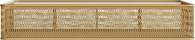 Martha Stewart Ryder Gold Mesh Metal 6 Compartment Large Desk Drawer Organizer for Accessories and Office Supplies