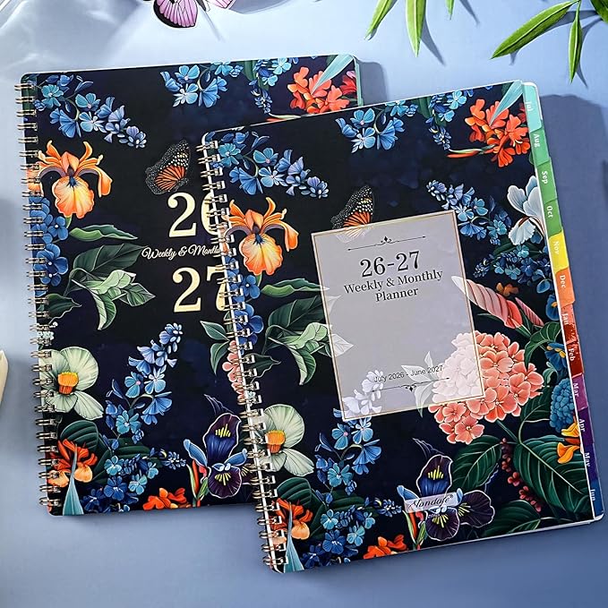 Planner 2026-2027 - Academic Planner 2026-2027, July 2026 - June 2027, 9" x 11", 26-27 Planner Weekly and Monthly, Calendar Planner with Colorful Monthly Tabs + Twin-Wire Binding + Inner Pocket + Premium Thick Paper