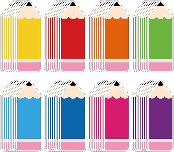64 Pcs Colorful Pencil Cutouts Pencil Name Tags for Classroom Back to School Bulletin Board Locker Decor Paper Cut Outs with Glue Points for Teacher Student School Bulletin Board Wall Door Party Decor