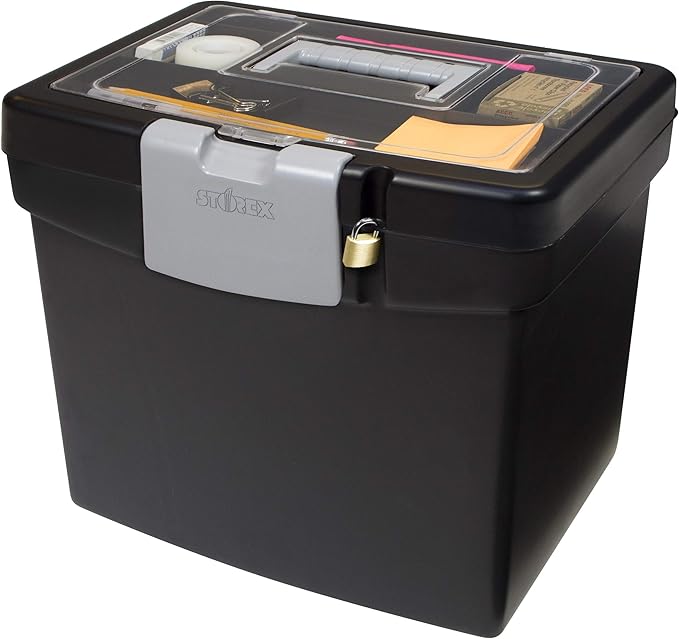 Storex File Storage Box Translucent Storage Lid, Black, 2-Pack