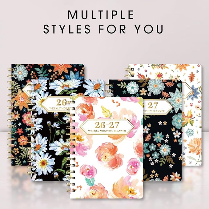 Planner 2026-2027, Academic Year Planner - Daily, Weekly & Monthly Calendar, Jul 2026 - Jun 2027, 6.3" x 8.5", Spiral Notebook with Tabs, Stickers & Inner Pocket, Ideal for School, Office, Home
