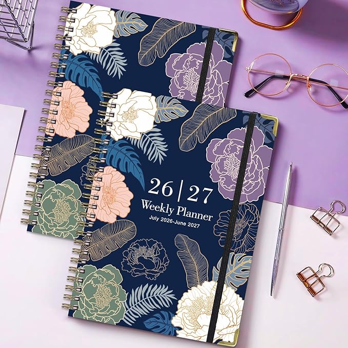 Planner 2026-2027,Agenda 2026-2027, July 2026 to June 2027 Monthly Weekly Calendar Planner with Month Tabs, 6.1" x 8.5" Hardcover Spiral Bound Cover for Daytimer Schedule Work School (A01)