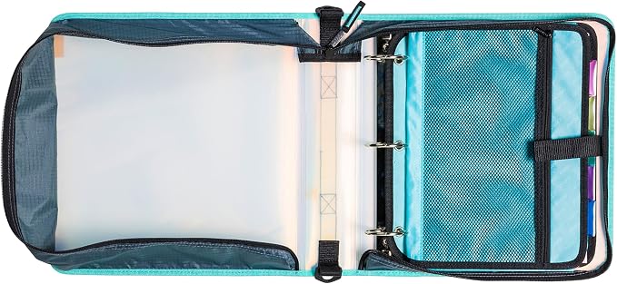 Case-it Iridescent Go Tab Zipper, 2" O-Ring with Removeable 5-Color tabbes, Expanding File Folder and Shoulder Strap and Handle, PS-440-VC-C, Pack of 6