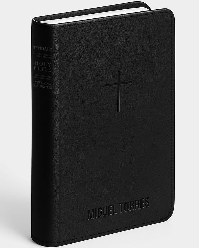 Personalized NLT Bible with Engraved Name, Classic Black Faux Leather, New Living Translation Gift Edition