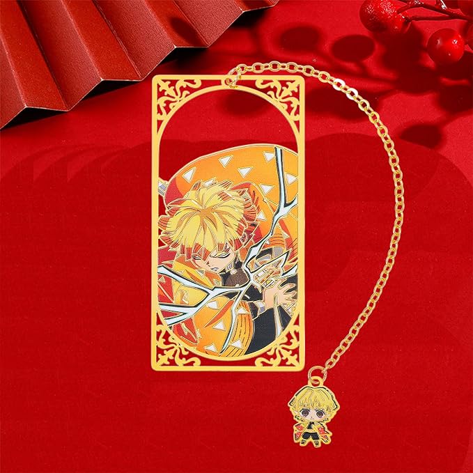 Demon Kamado Bookmark Page Mark, Anime Tanjiron Zenitsu Giyuu Kyoujurou Figure Reading Tool, Stationery Gifts for Reading Lovers Bookworm (Style C)