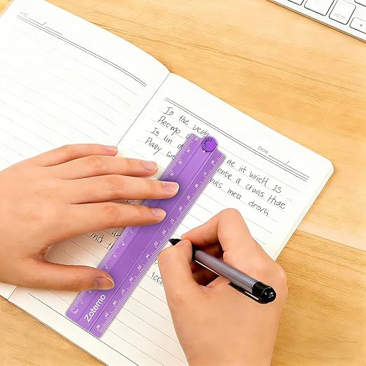 2-in-1 Foldable Metal Ruler & Protractor -15cm Compact to 30cm Extended, Precision Laser Etched Metric Scale, Aluminum Folding Small Ruler for Planner Journaling Drafting Drawing (Lavender)
