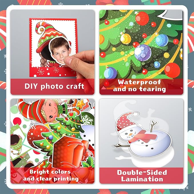Gersoniel 81 Pcs Christmas Bulletin Board Decoration Set for Classroom, Xmas Elf Cutouts DIY Photo Crafts Christmas Ball Bulletin Board for Holiday Winter Chalkboard Wall Decor School Supplies