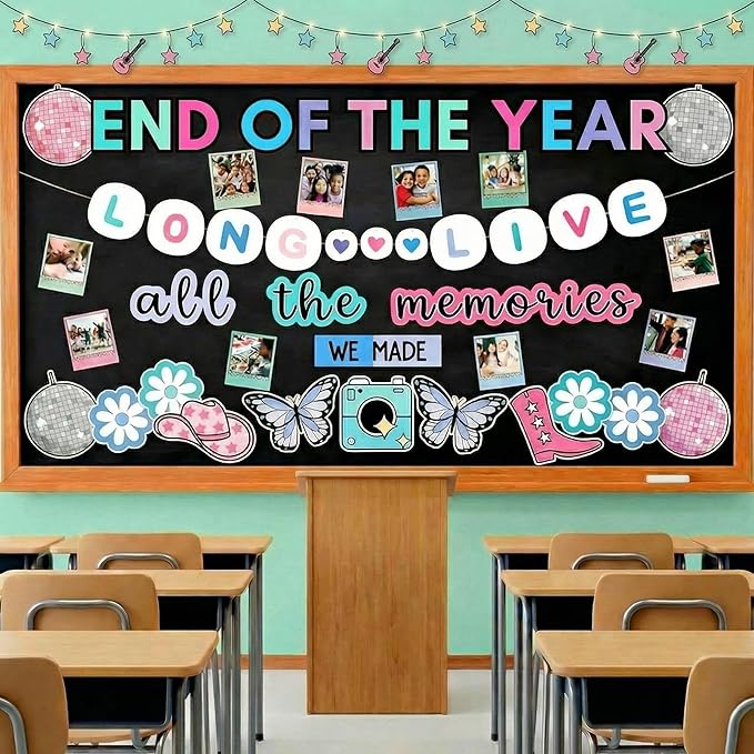 Gueevin 81 Pcs End of Year Bulletin Board Singer Graduation Bulletin Board Set Picture Frames Decorations Classroom Decorations Singer Letter Cutouts for Back to School Supplies Photo Props