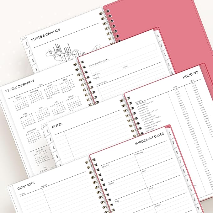 Blue Sky 2026 Weekly and Monthly Planner Calendar, January 2026 - December 2026, 5" x 8", Flexible Frosted Cover, Laminated Tabs, Durable Twin Wire Binding, Fly By