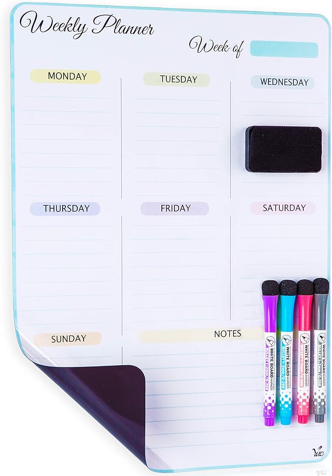 17x12 inch Dry Erase Whiteboard - Magnetic Fridge Calendar - White Board Calendar for Refrigerator