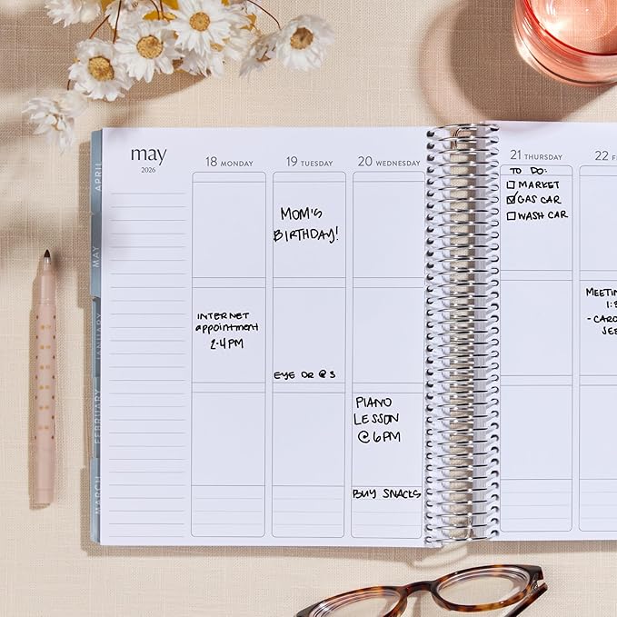 Erin Condren 12-Month Spiral Life Planner (Jul 2025 - Jun 2026), 7”x9” Weekly and Monthly Planner, 80 Lb. Text Weight Paper, Layers Colorful Covers, Minimal Theme, Vertical Layout, Platinum Coil
