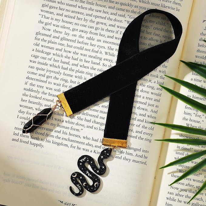 Vintage Wicked Bookmark,Snake Pendant Witchy Ribbon Bookmarks for Reading Women, Men, Book Lovers, Girls, Teens, Teachers and Students, Handmade Witch Book Mark