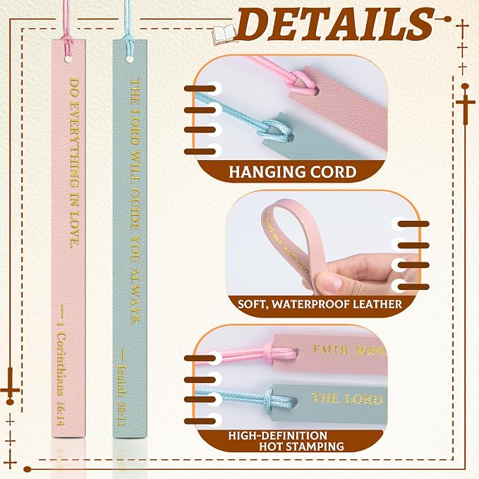 10PCS Leather Bookmark Bible Bookmarks for Reading Women Men Book Lovers Christian Gifts,Cute Page Markers Book Marks Religious Christian Bookmarks Inspirational Bible Verse Scripture (Colorful-1)