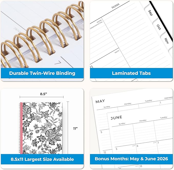Blue Sky 2026-2027 Weekly and Monthly Academic Year Planner Calendar, July 2026 - June 2027, 8.5" x 11", Flexible Pocket Cover, Wirebound, Storage Pocket, Analeis